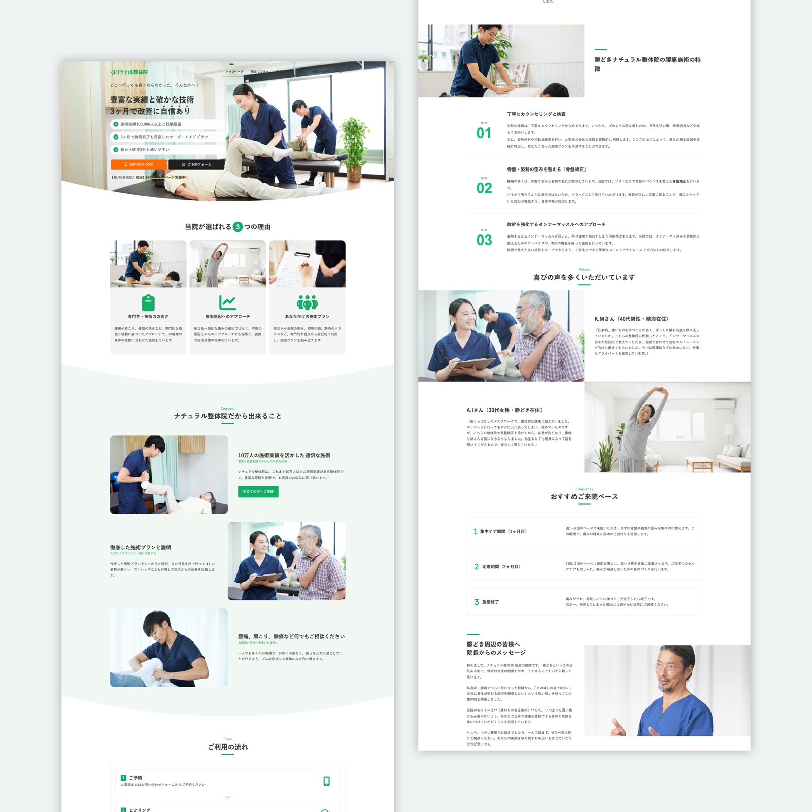 整体・治療院系デモサイトのページ全体イメージ
